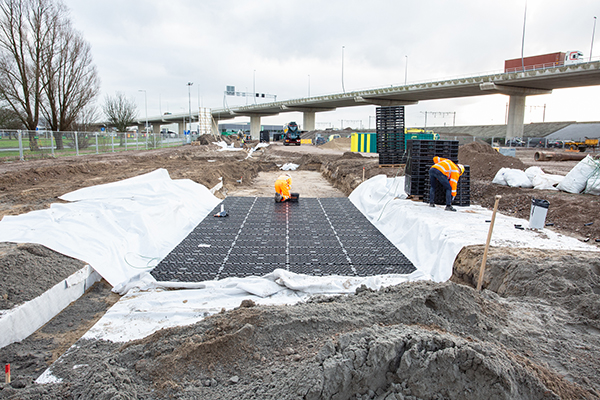 JobiCell Polystorm Infiltratieveld bij energieneutraal regiokantoor Liander