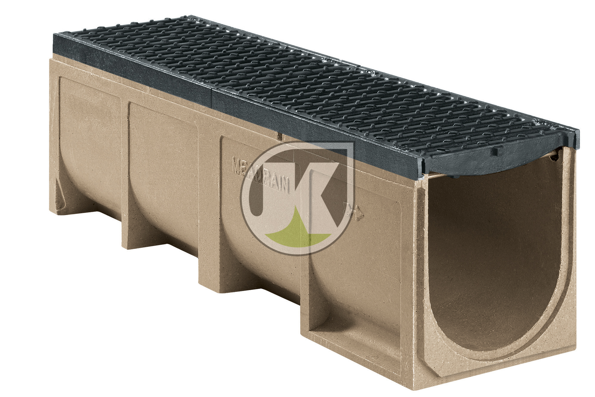 Желоба бетонные для отвода воды на земле с решетками